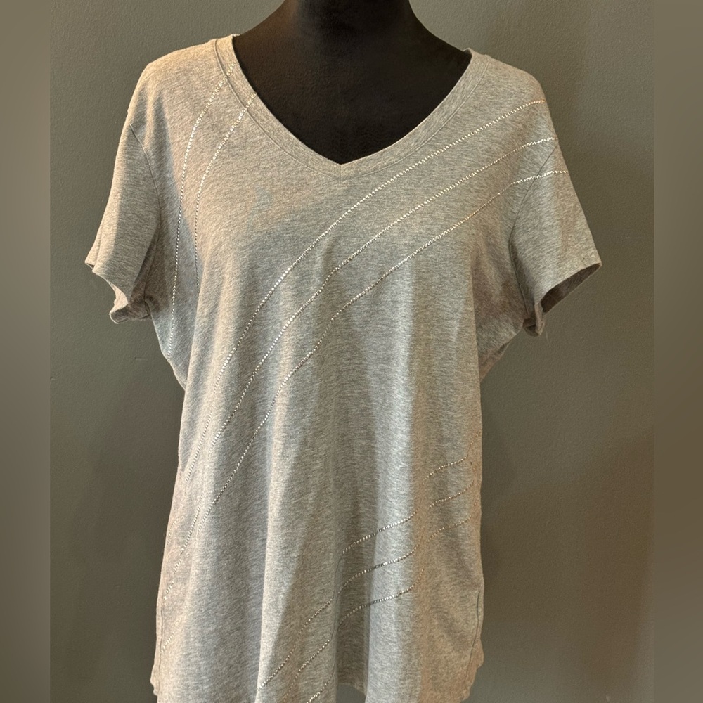 Women’s Top Gray Embellished Top XXL